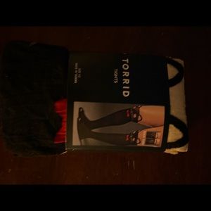 Torrid black car red bow tights size 1/2